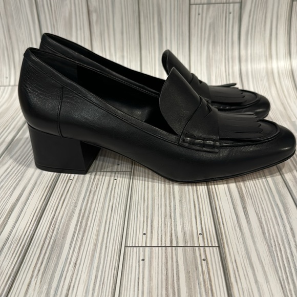 Michael Michael Kors black leather penny loafers with small block heel sz 8.5 - Picture 5 of 10